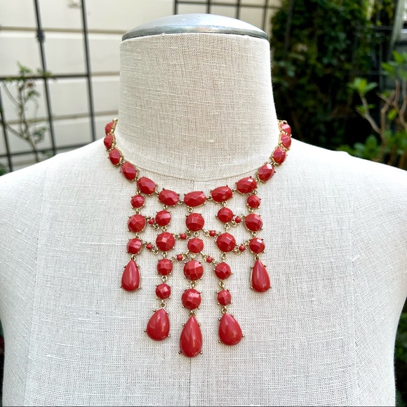 Banana Republic Jewelry - Banana Republic Red Coral Bib Teardrop Necklace